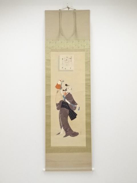 JAPANESE HANGING SCROLL / HAND PAINTED / HARUKOMA DANCER 